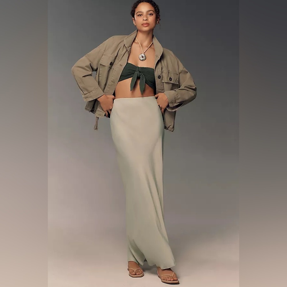 The Tilda Maxi Slip Skirt - Sage Green